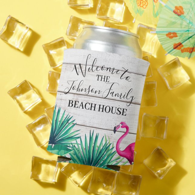 Enfriador De Latas Bienvenidos a Casa de Playa de nombre tropical flo (Verano in situ)