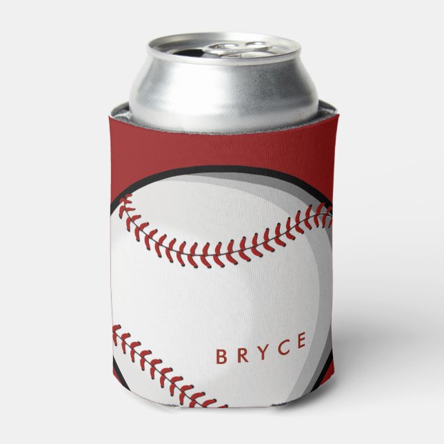 Enfriador De Latas Big Bold Baseball Custom Name Red (Lata Anverso)