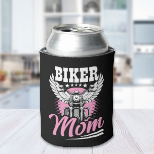 Enfriador De Latas Biker Mom – Motorcycle Design in White & Pink 