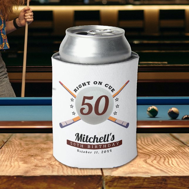 Enfriador De Latas Billar de billar 50º Partido de Cumpleaños Blanco (Pool Billiards 50th Birthday Party White Can Cooler
)