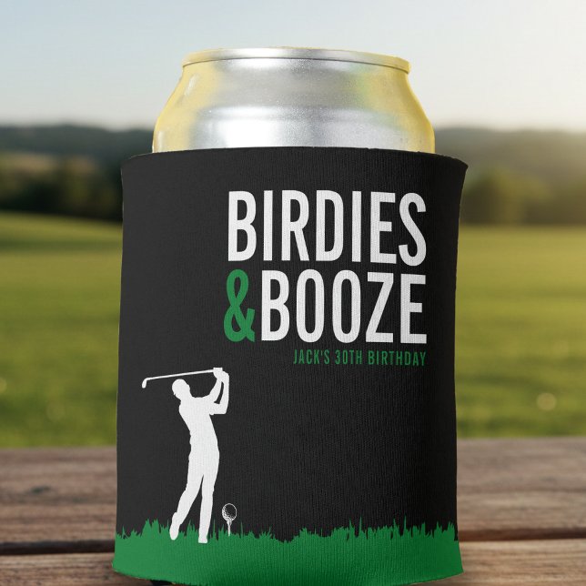 Enfriador De Latas Birdies & Booze Adult Golf Birthday Party Black (Birdies & Booze Adult Golf Birthday Party Can Cooler
)