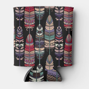 Enfriador De Latas Birds Feathers Tribal Art Seamless