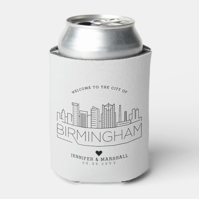 Enfriador De Latas Birmingham, Boda de Alabama | Línea delgada estili (Lata Anverso)