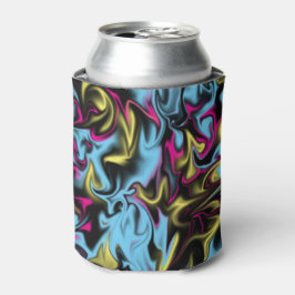 Enfriador De Latas Bizadas abstractas de morado azul rosado amarillo