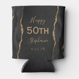 Enfriador De Latas Black Agate Gold Dark 50 cumpleaños