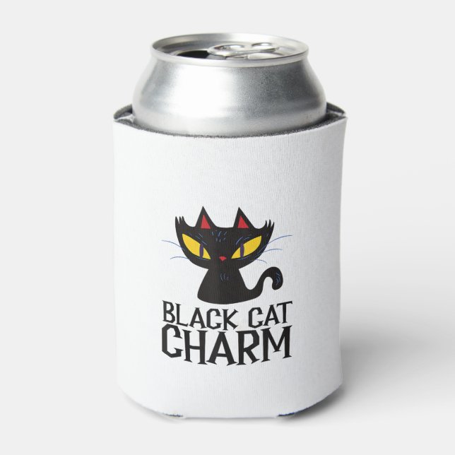Enfriador De Latas Black Cat Charm Halloween (Lata Anverso)