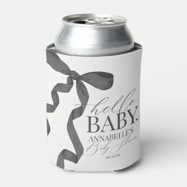 Enfriador De Latas Black Coquette Bow Chica Baby Shower Favoritos de  (Lata Anverso)