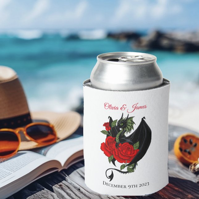 Enfriador De Latas Black Dragon Red Roses Fantasy (Subido por el creador)