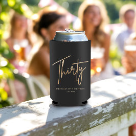 Enfriador De Latas Black & Gold 30th Birthday Party