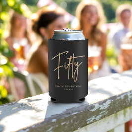 Enfriador De Latas Black & Gold 50th Birthday Party