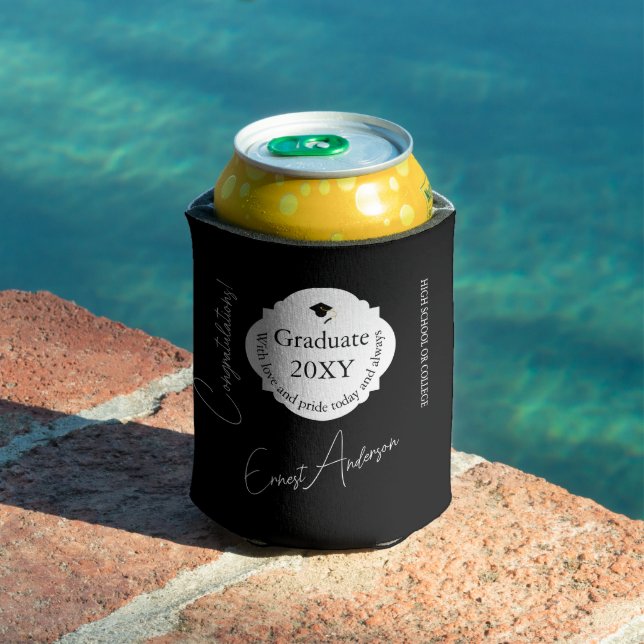 Enfriador De Latas Black Modern Graduate Felicita Graduación (Piscina in situ)