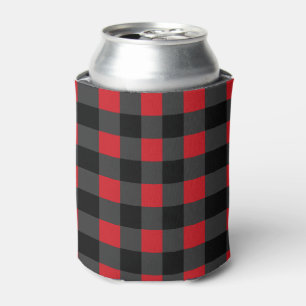 Enfriador De Latas Black Red Check Can Cooler
