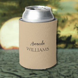 Enfriador De Latas Black Trendy Elegant First Name | Tan Brown