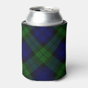 Enfriador De Latas Black Watch Tartan Blue Green Plage