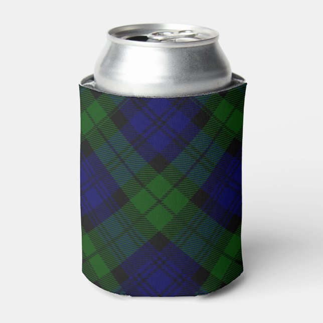 Enfriador De Latas Black Watch Tartan Blue Green Plage (Lata Anverso)