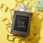 Enfriador De Latas Black White & Gold Script 30th Birthday Fiesta<br><div class="desc">Elegantes refrigeradores de bebidas de escritura en blanco,  negro y oro para una elegante celebración de fiesta de cumpleaños número 30.</div>