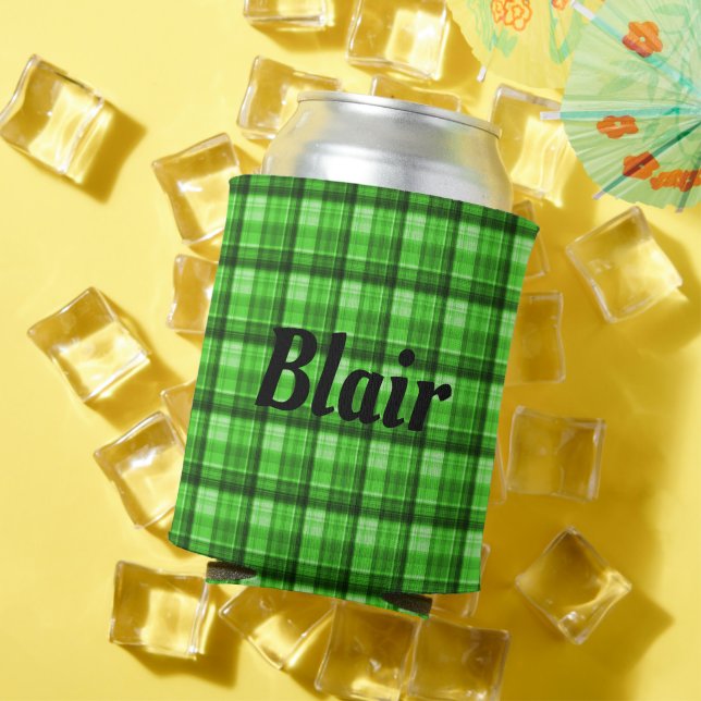Enfriador De Latas "Blair" Mans Name On Green Tartan, Can Cooler (Verano in situ)