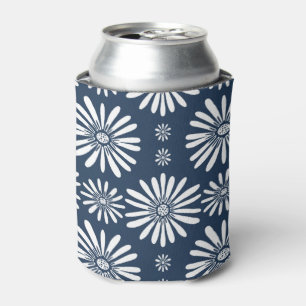 Enfriador De Latas Blanco azul patrón margarita