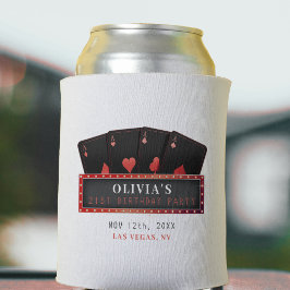 Enfriador De Latas Blanco Fiesta de cumpleaños 21 Red & Black Aces