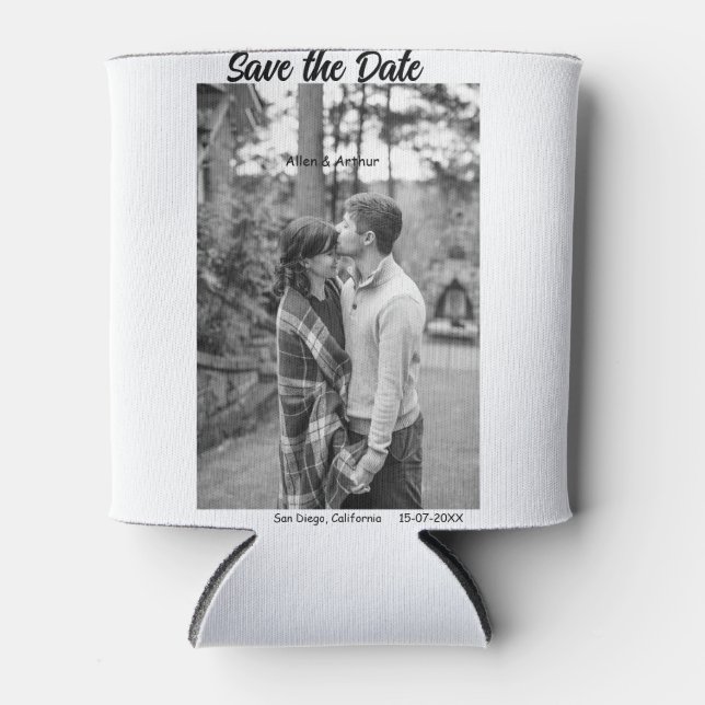 Enfriador De Latas blanco negro guardar la fecha QR añadir foto de no (Anverso)