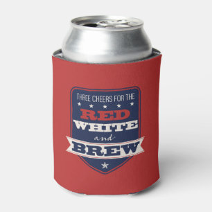 Enfriador De Latas Blanco rojo patriótico y brew personalizado