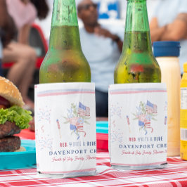 Enfriador De Latas Blanco rojo y azul | 4 de julio Reunión