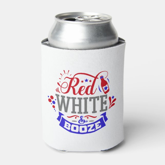 Enfriador De Latas Blanco Rojo y Booze (Lata Anverso)