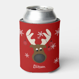Enfriador De Latas Blitzen Personalizado Navidades reno gracioso