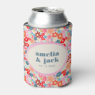 Enfriador De Latas Blooming Joy Bright Floral Maximalist Wedding