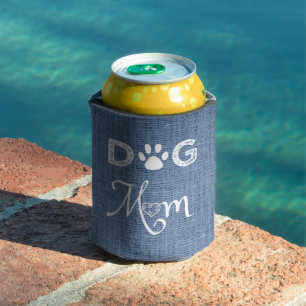 Enfriador De Latas Blue Burlap Dog Mom Cooler