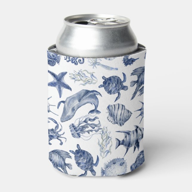 Enfriador De Latas Blue Coastal Wedding (Lata Anverso)