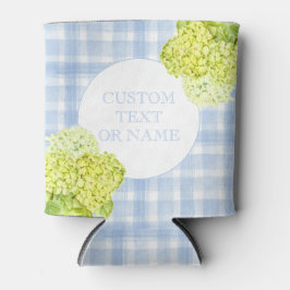 Enfriador De Latas Blue Gingham Hydrangea