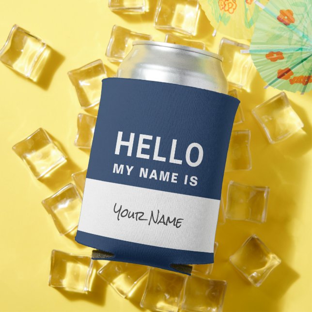 Enfriador De Latas Blue Hello my name is | Personalized can cooler (Verano in situ)