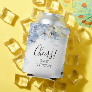 Enfriador De Latas Blue Hydrangea Flowers Watercolor Wedding Favor