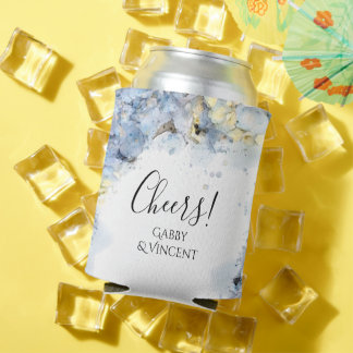 Enfriador De Latas Blue Hydrangea Flowers Watercolor Wedding Favor