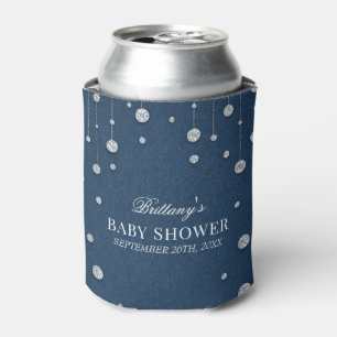 Enfriador De Latas Blue Jean Denim y Diamond Baby Shower