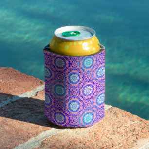 Enfriador De Latas Blue Mandala Pattern Boho rosa