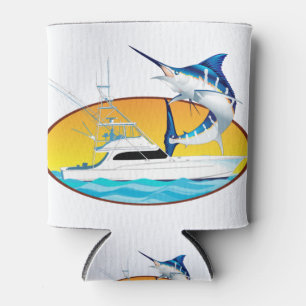 Enfriador De Latas Blue Marlin and Boat Sunset
