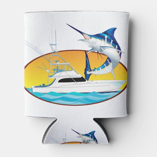 Enfriador De Latas Blue Marlin and Boat Sunset (Anverso)