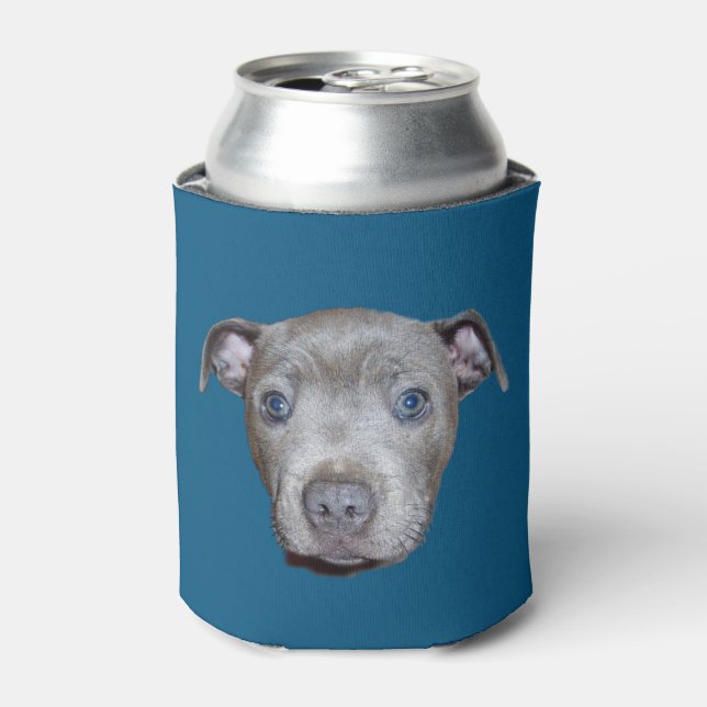 Enfriador De Latas Blue Staffordshire Bull Terrier Face, Azul (Lata Anverso)