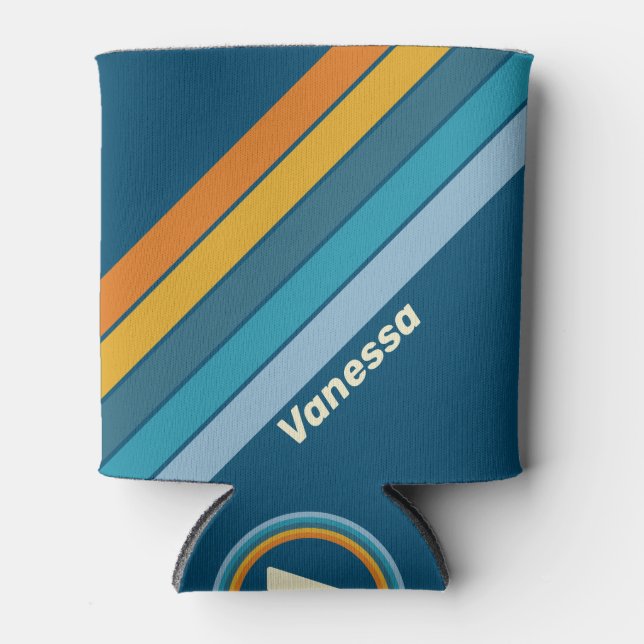 Enfriador De Latas Blue Sun Stripes with Name (Anverso)