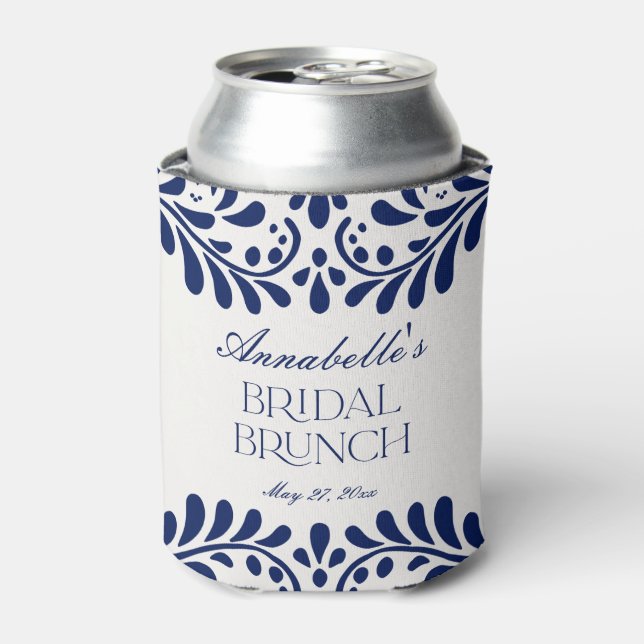 Enfriador De Latas Blue Talavera Tile Español Fiesta Bridal Brunch (Lata Anverso)