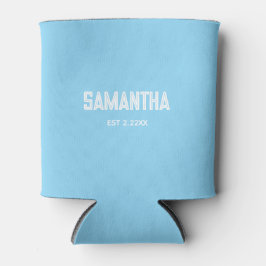 Enfriador De Latas Blue &white monogram name Cooler