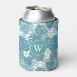 Enfriador De Latas Blues veraniegos de la Monstera Retro Hawaiana
