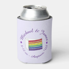 Enfriador De Latas Boda arcoiris rebanada de pastel morado Gay LGBT