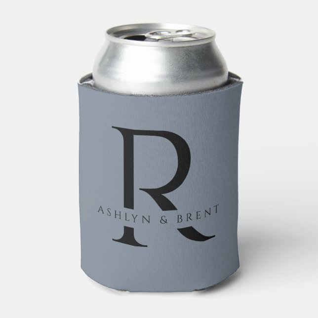 Enfriador De Latas Boda azul moderno Refrigerador de bebidas/Coozie (Lata Anverso)