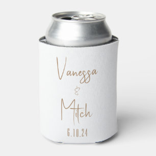 Enfriador De Latas Boda blanca de oro personalizada
