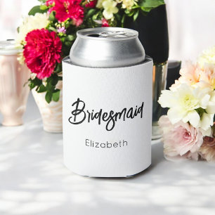 Enfriador De Latas Boda blanco negro de la dama de honor