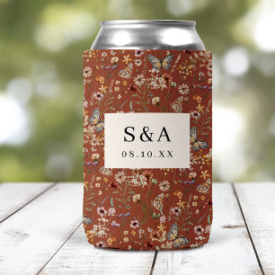 Enfriador De Latas Boda Boho Floral de Terracota