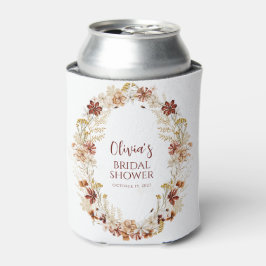 Enfriador De Latas Boda Boho Terroso Otoño Cálido Floral Personalizad